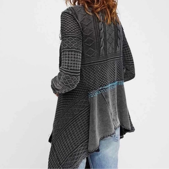 Free People All Washed Out distressed asymmetrical hem cardigan sweater - Picture 5 of 14